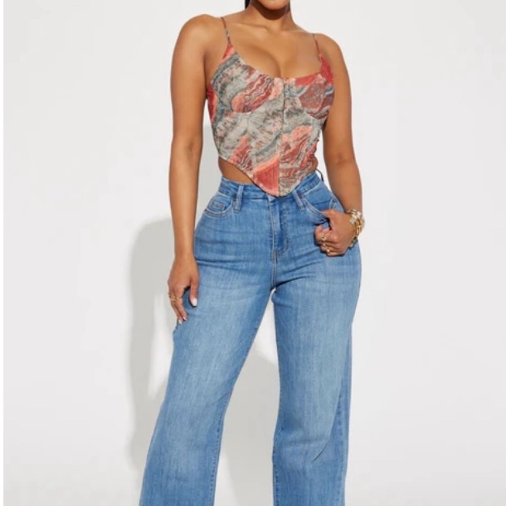 Fashion Nova Red and Gray Marble Corset